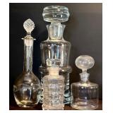 FR - Set of 4 Glass Decanters with Stoppers, Tallest 12 Inches