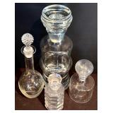FR - Set of 4 Glass Decanters with Stoppers, Tallest 12 Inches