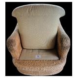 SR - Century Woven Rattan Lounge Chair with Cushions