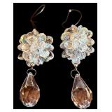 LL - Set of 2 Icy Craft Lighted Acrylic Christmas Trees and 2 Ornament Decor Pieces