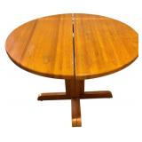 LL - Vintage Round Dining Table with 2 Leaves and Pedestal Base