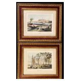 LL - Pair of Framed Vintage Prints - Angers & Place Ducale, 11x13 Inches