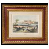 LL - Pair of Framed Vintage Prints - Angers & Place Ducale, 11x13 Inches