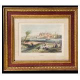 LL - Pair of Framed Vintage Prints - Angers & Place Ducale, 11x13 Inches
