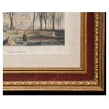 LL - Pair of Framed Vintage Prints - Angers & Place Ducale, 11x13 Inches