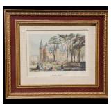 LL - Pair of Framed Vintage Prints - Angers & Place Ducale, 11x13 Inches