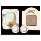 LL - Set of 2 Porcelain Decorative Frames with Floral Designs and Matching Mini Frames