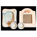 LL - Set of 2 Porcelain Decorative Frames with Floral Designs and Matching Mini Frames