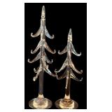 LL - Collection of Glass and Acrylic Christmas Trees with Brass Deer Figurine