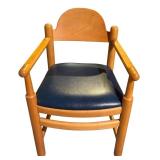 LL - Set of 4 Shafer Vintage Wood Chairs with Blue Seats, 2 with Arms