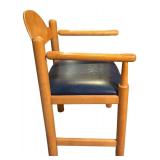 LL - Set of 4 Shafer Vintage Wood Chairs with Blue Seats, 2 with Arms