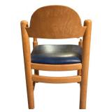 LL - Set of 4 Shafer Vintage Wood Chairs with Blue Seats, 2 with Arms