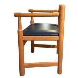 LL - Set of 4 Shafer Vintage Wood Chairs with Blue Seats, 2 with Arms