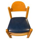 LL - Set of 4 Shafer Vintage Wood Chairs with Blue Seats, 2 with Arms