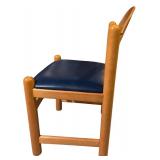 LL - Set of 4 Shafer Vintage Wood Chairs with Blue Seats, 2 with Arms