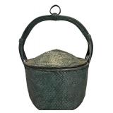 LL - Large Vintage Woven Basket with Lid and Handle 30" Tall