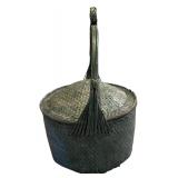 LL - Large Vintage Woven Basket with Lid and Handle 30" Tall