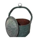 LL - Large Vintage Woven Basket with Lid and Handle 30" Tall