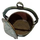 LL - Large Vintage Woven Basket with Lid and Handle 30" Tall