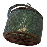 LL - Large Vintage Woven Basket with Lid and Handle 30" Tall