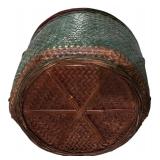 LL - Large Vintage Woven Basket with Lid and Handle 30" Tall