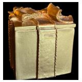 LL - Christmas Decor Collection with Brass Nora Fenton Box, Gold Gift Box & 8-Inch Giraffe