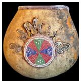 LL - Vintage Spirit Bowl by Brave One with Beaded Feather Decor