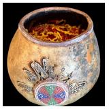 LL - Vintage Spirit Bowl by Brave One with Beaded Feather Decor