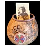 LL - Vintage Spirit Bowl by Brave One with Beaded Feather Decor