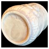 LL - Vintage Ivory Ceramic Vase with Cherub Relief 8 Inch