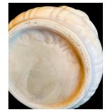 LL - Vintage Ivory Ceramic Vase with Cherub Relief 8 Inch