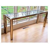 ML - Elegant Vintage Glass Top Brass Console Table