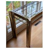 ML - Elegant Vintage Glass Top Brass Console Table