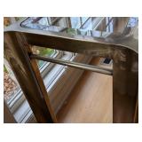 ML - Elegant Vintage Glass Top Brass Console Table