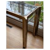 ML - Elegant Vintage Glass Top Brass Console Table