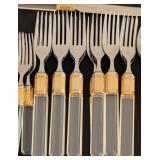 K - Vintage Laslo for Mikasa Flatware Set with Gold Accents, Service for 12