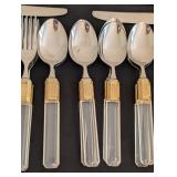 K - Vintage Laslo for Mikasa Flatware Set with Gold Accents, Service for 12