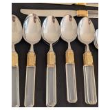 K - Vintage Laslo for Mikasa Flatware Set with Gold Accents, Service for 12