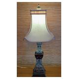 LL - Decorative Table Lamp with Patterned Ceramic Base and Fabric Shade
