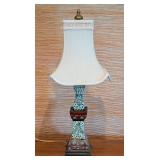 LL - Decorative Table Lamp with Patterned Ceramic Base and Fabric Shade