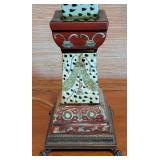 LL - Decorative Table Lamp with Patterned Ceramic Base and Fabric Shade