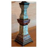 LL - Decorative Table Lamp with Patterned Ceramic Base and Fabric Shade