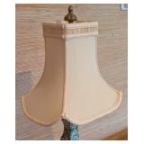 LL - Decorative Table Lamp with Patterned Ceramic Base and Fabric Shade