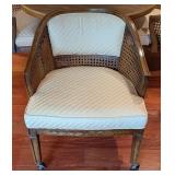 LL - Wooden Vintage Dining Set / Game Table Set with 4 Cane-Back Rolling Chairs and 42 Inch Round Table