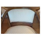 LL - Wooden Vintage Dining Set / Game Table Set with 4 Cane-Back Rolling Chairs and 42 Inch Round Table