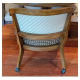 LL - Wooden Vintage Dining Set / Game Table Set with 4 Cane-Back Rolling Chairs and 42 Inch Round Table