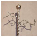 LL - Vintage Brass Coat Rack with Ornate Scroll Arms