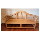 LL - Large Blonde Wood Bench with Decorative Back