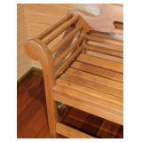 LL - Large Blonde Wood Bench with Decorative Back