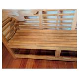 LL - Large Blonde Wood Bench with Decorative Back